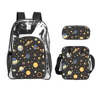 QHZLY Set di astuccio per il pranzo in PVC trasparente, con pianeta al buio, leggero e resistente