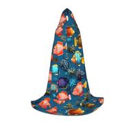 QHZLY Sottomarino Reef Fish Capo con cappuccio L Per Adolescenti Lungo Mantello Cosplay Masquerade Stage Costume Comic-Con Carnevale Gioco di ruolo