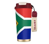 QHZLY Tazza da caffè in acciaio inossidabile 316 con bandiera del Sud Africa, rossa, grande, isolata, da viaggio, per ufficio, casa, auto