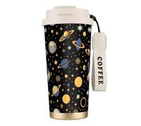 QHZLY Tazza da caffè in acciaio inossidabile 316 pianeta nel buio, colore bianco, grande bicchiere da viaggio isolato per ufficio, casa, auto