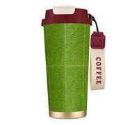 QHZLY Tazza da caffè in acciaio inox 316 verde prateria rossa, grande, isolata, da viaggio, per ufficio, casa, auto