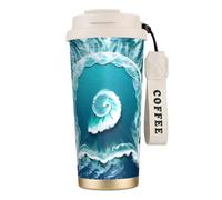 QHZLY Tazza da caffè Sea of Love in acciaio inox 316, grande, isolata, da viaggio, per ufficio, casa, auto