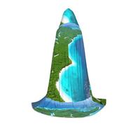 QHZLY Un'isola nel mare con cappuccio mantello L per adolescenti mantello lungo Cosplay Costume da palco in maschera Comic-Con Carnevale Gioco di ruolo