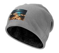 QHZLY View Under The Moon - Berretto invernale a nido d'ape, foderato in pile, caldo, morbido, leggero, con teschio, Grigio chiaro, Taglia unica