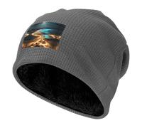 QHZLY View Under The Moon - Berretto invernale a nido d'ape, foderato in pile, caldo, morbido, leggero, con teschio, grigio, Taglia unica