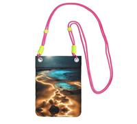 QHZLY View under the moon - Borsa a tracolla per cellulare, da donna, con tracolla regolabile, alla moda, comoda, Fucsia, Taglia unica