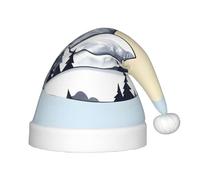 QHZLY White Snowy Mountains Holiday Santa Hat per bambini poliestere Fluffy Trim Cap Costume accessorio