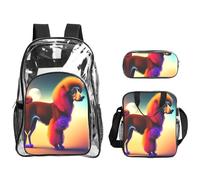 QHZLY Zaino in PVC trasparente con cucciolo che aspetta di andare a casa, borsa per il pranzo e astuccio, leggero e resistente