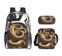 QHZLY Zaino trasparente in PVC serpiente enplumada con borsa per il pranzo, set di matite, leggero e resistente