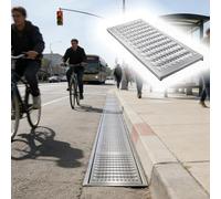 QHZYMX Canale di Scarico Ground Grates for Water Drainage, Sidewalk/Driveway/Horse Tank/Yard Sink Drain Cover with Non-Slip Dots, 304 Steel Open Channel Drains Covers Panel(22.8x15.7x1in/58x40X2.5cm)