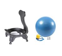QHZYMX Sedia a Sfera Sedia A Sfera Con Supporto Per La Schiena, Sedile A Sfera Per Yoga Per Sedia Da Ufficio Con 4 Ruote Bloccabili/pompa A Pedale, Sedie Con Sfere Di Equilibrio(Yoga ball - Blue)