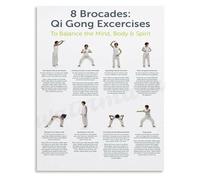 Qi Gong Exercises Poster 8 Brocades for Mind Body Balance Healing Movements Chart Wall Art Print for Calming Living Room Zen Decor(Unframed,08x12inch(20x30cm))