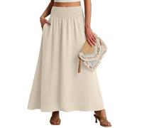 Qi Xing - Gonne Maxi da Donna, Sagomate, Elastico in Vita Alta, Casual, Boho, Svasate, da Spiaggia, Lunghe, con Tasche, XXL