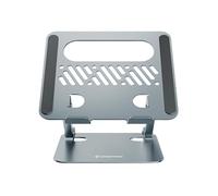 Conceptronic THANA10G - Supporto pieghevole per computer portatile, regolabile in altezza, colore: grigio, alluminio, 43