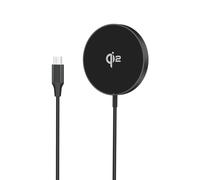 Celly Caricatore Wireless Magnetico Qi2 15W, Compatibile con tecnologia Magsafe, Ricarica Rapida Smartphone, Allineamento Magnetico, Cavo USB-C Integrato, Design Compatto in Alluminio