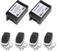 QIACHIP 433 Mhz DC 12V 1CH Interruttore di controllo remoto, 2 Wireless Modulo ricevitore relè RF con 4 trasmettitori, 1 Canale Interruttore telecomando fai da te