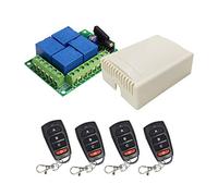 QIACHIP 433 Mhz RF Interruttore remoto wireless ricevitore relè radiocomando 4 canali DC 12V con 4 telecomandi per luci, porta del garage, motore controller
