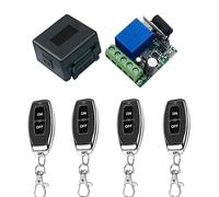 QIACHIP 433Mhz DC 5V 6V 12V 24V 60V 1CH Wireless telecomando interruttore RF modulo ricevitore relè con 4 trasmettitori, per luci ON/OFF, porta del cancello aperto