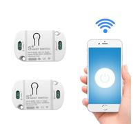 QIACHIP Interruttore intelligente WiFi Smart Life,10A relè Modulo Controllo a Distanza con Timer,Tuya App Compatibile con Alexa & Google Home (2 Pezzi)