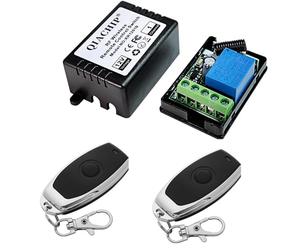 QIACHIP Interruttore Wireless Telecomandato 433MHz DC12V 1CH Modulo Relè | Kit trasmettitore ricevitore RF, relè 10A contatti privi di potenziale, funzione momentanea, per cancello e elettroserratura