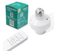 QIACHIP Portalampada E27 con Telecomando, 2.4ghz bluetooth Lampada Presa wireless Base, Kit interruttore luce con timer, Adattatore per LED Lampadina,Controllo Remoto Tramite App Ewelink