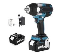 QIAKEFE Chiave a urto senza fili Coppia Maxi 1800 N.m, 3 velocità, avvitatore a urto elettrico 1/2", 18 V batteria 3000 mAh agli ioni di litio con caricatore rapido, lampada da lavoro a LED, per