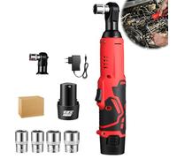 QIAKEFE Kit chiave a cricchetto elettrica 12 V ricaricabile, 60 N.m, 3300 giri/min, con 4 prese (12-17 mm) e caricabatterie, per auto, moto, fai da te (A)