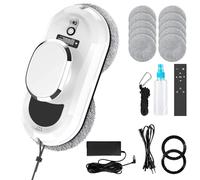 QIAKEFE Robot pulitore vetro 5600Pa Robot pulitore automatico con navigazione intelligente, sistema di sicurezza anti-caduta, telecomando e 10 panni per tutte le superfici Lis (A)