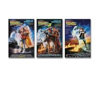 Qiamenu 3 poster su tela, motivo: "Ritorno al futuro", stile classico, con copertina vintage, poster decorativi da parete per stanza, 30 x 45 cm, 3 pezzi