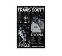 Qiamenu Poster di Travis Scott Rapper Music Collage Vintage Cover Music Poster per camera da letto, decorazione artistica da parete per camera da letto, 50 x 75 cm