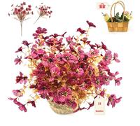 Qiamia 12/24 Bundles Faux Fall Flowers, artificial mums for outdoors fall, fake mums for Home Decor Indoor Outdoors (With 1 Flower basket) (Pink,24Bundles)
