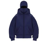 Qiamia Balaclava Hoodie with Mask, Double Hooded Zip Masked Hoodie, Keeping Warm And Windproof (Purple,M)
