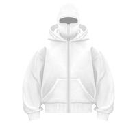 Qiamia Balaclava Hoodie with Mask, Double Hooded Zip Masked Hoodie, Keeping Warm And Windproof (White,3XL)