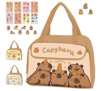 Qiamia Capybara Lunch Box, Waterproof Insulation Capybara Lunch Bag, Cute Cartoon Lunch Bag, Easy to Clean, With Capybaras Stickers (A)