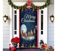 Qiamia Christmas Front Door Decoration Cover, Front Door Christmas Decorations - Christmas Door Cover, Vintage Xmas Christmas Banner, Funny Christmas Background (K)
