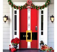 Qiamia Christmas Front Door Decoration Cover, Front Door Christmas Decorations - Christmas Door Cover, Vintage Xmas Christmas Banner, Funny Christmas Background (F)