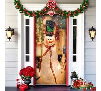 Qiamia Christmas Front Door Decoration Cover, Front Door Christmas Decorations - Christmas Door Cover, Vintage Xmas Christmas Banner, Funny Christmas Background (C)