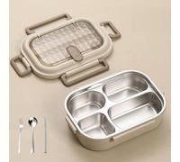 Qiamia Insulated Bento Box, Bento Box Adult, Microwavable Stainless Steel Lunch Boxes with 3/4/5 Compartments (M (1000ml-4 partitions))