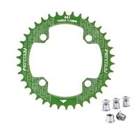QIAMNI 104 BCD 32T 34T 36T 38T Anello a catena singola stretta larga con 4 bulloni per pignone per bici da strada, mountain bike, BMX MTB Bike (verde, 38T)