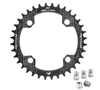 QIAMNI 104 BCD 32T 34T 36T 38T Anello singolo stretto largo con 4 bulloni pignone per bici da strada, mountain bike, BMX MTB Bike (nero, 36T)