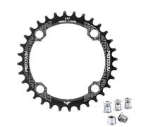 QIAMNI 104 BCD 32T 34T 36T 38T Anello singolo stretto largo con 4 bulloni pignone per bici da strada, mountain bike, BMX MTB Bike (nero, 32T)