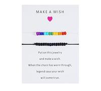QIAMNI 2 braccialetti con perline di riso arcobaleno per donne ragazze bambini fatti a mano semplice personalizzato migliore amico regalo gioielli LGBT, Nylon