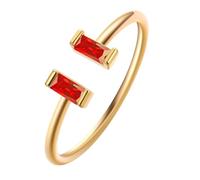 QIAMNI Anello con pietra portafortuna a forma di baguette verticale aperto, regalo personalizzato per neomamme, Ottone, Zircone