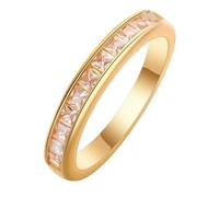 QIAMNI Anello con zirconi taglio quadrato in rame placcato oro 14 carati, ideale per varie occasioni, misura 7