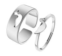 QIAMNI Anello di promessa di anatra in argento per coppia, regolabile, impilabile, anello di fidanzamento, per donne e uomini