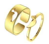 QIAMNI Anello di promessa di anatra in oro per coppia, regolabile, impilabile, anello di fidanzamento, per donne e uomini