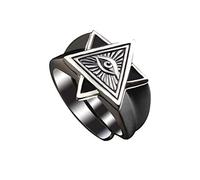QIAMNI Anello in Acciaio Inox Retrò per Uomini Occhio di Dio All Seeing Eye Open Regolabile Signet Anello Personalità Hip Hop Rapper Regalo