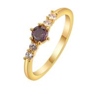 QIAMNI Anello in rame placcato oro 14 K con zirconi viola, misura 7 (3)