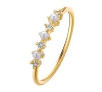 QIAMNI Anello placcato oro 14 carati tempestato di diamanti: combinazione multi-gioiello, anello stile versatile, regalo per le donne, Misura unica, Pietra preziosa, Zircone