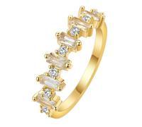 QIAMNI Anello placcato oro 14 carati tempestato di diamanti: combinazione multi-gioiello, anello stile versatile, regalo per le donne, Misura unica, Pietra preziosa, Zircone